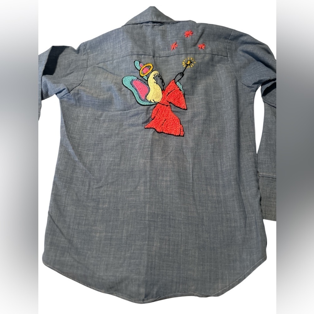 Robert Dale Chambray shirt with embroidery size 10 - Picture 3 of 8